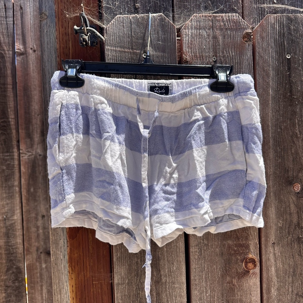 Rails Blue/White Striped Flannel Button Down Shor… - image 6